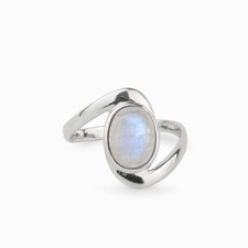 Rainbow Moonstone Ring 925 Sterling Silver Statement Ring Promise Wedding Ring