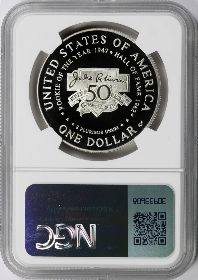1997-S $1 Jackie Robinson Commemorative Silver Dollar NGC PF69UCAM - Image 2 of 4