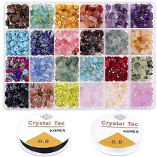 Natural Chip Stone Beads 24 Colors 1200 Pieces Irregular Gemstones Healing Cr...