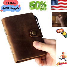 Pocket Notebook with Pen,Genuine Leather Journal Mini Notebook Small Unlined Not