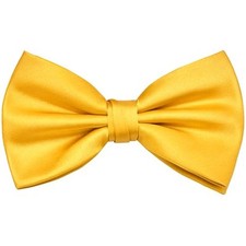 Branduce Mens Solid Color Adjustable Pre-tied Bow Tie for Men Party Yellow