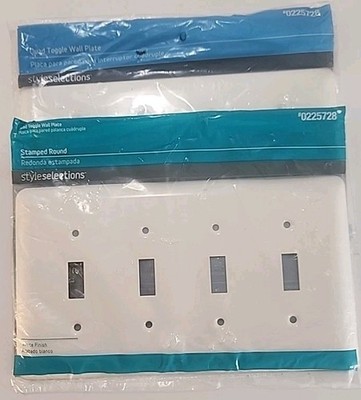 Style Selections 4 Gang Toggle Switch Metal Wall Plate White 2Pack [109]