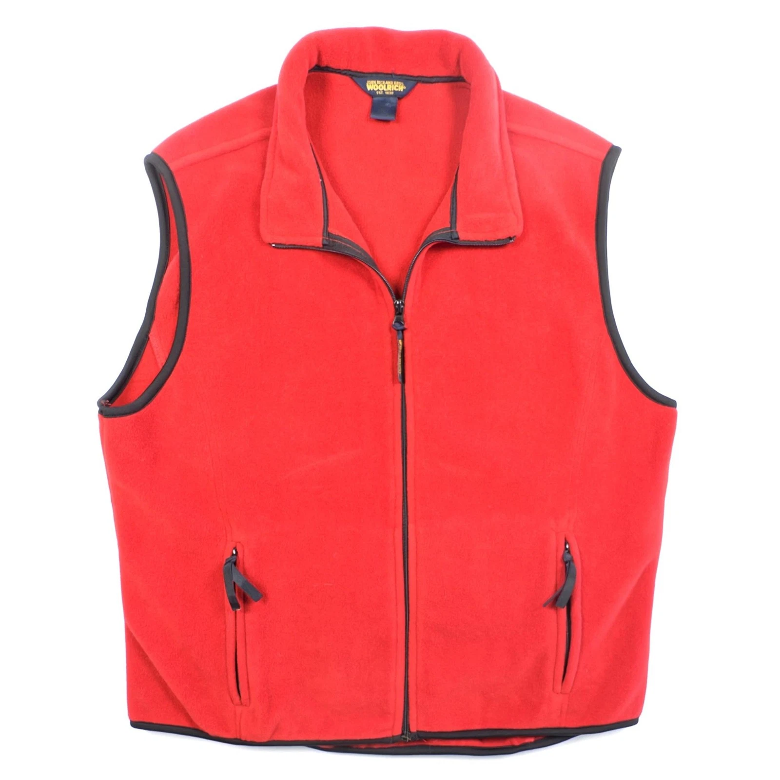 Woolrich Vest Mens Extra Large Red Fleece Full Zip Pockets Outdoor Classic Warm