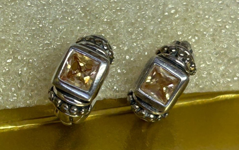 Sterling Silver Solid 925 Square Cut Citrine Pier… - image 3