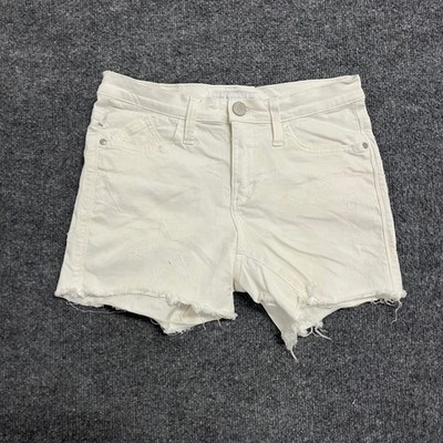 Rock & Republic Shorts Womens Size 4 White Star Embroidered Raw Hem Denim Hula