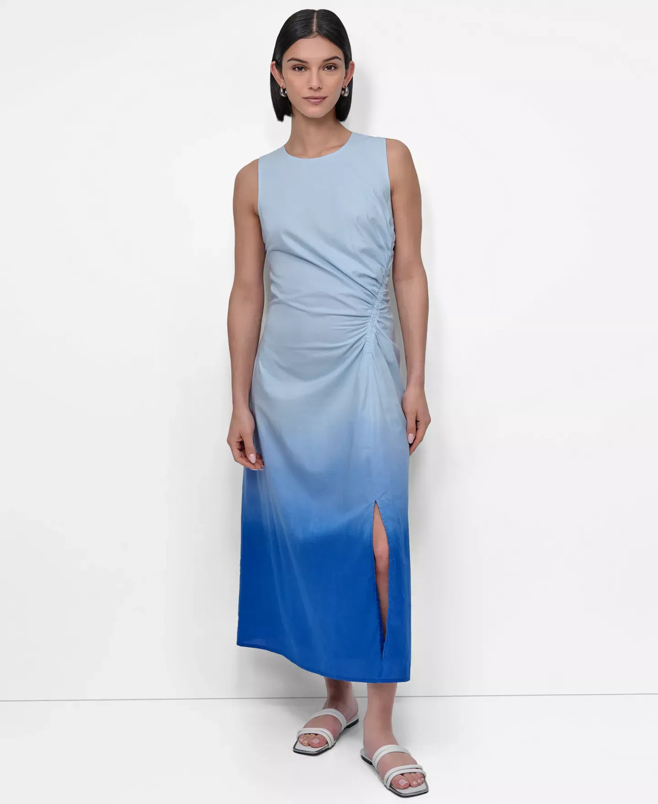 DKNY Women's Dress Sz 14 Dip-Dyed Side-Ruched Sleeveless