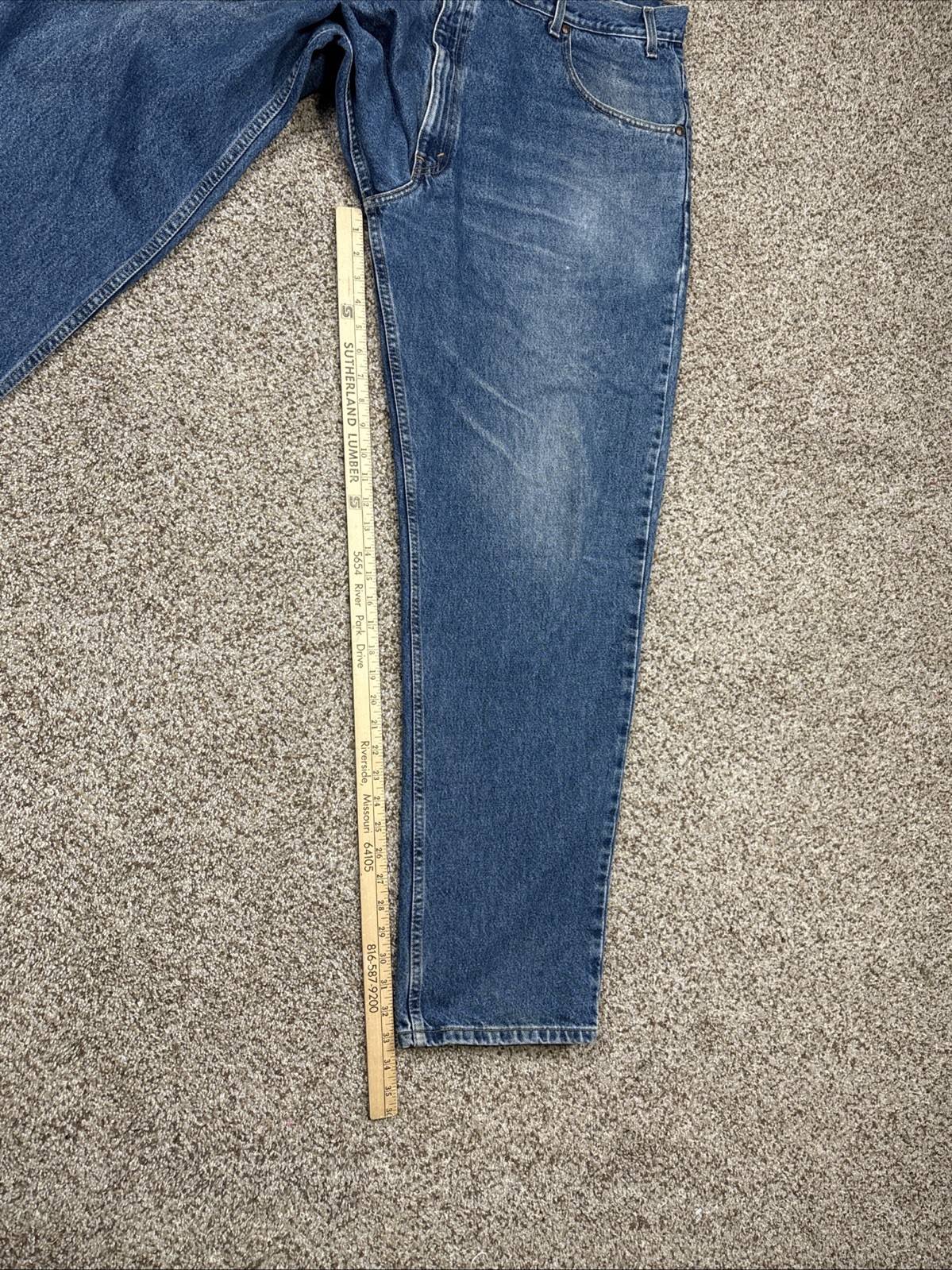 Vintage Levi's 545 Brown Tab Jeans Mens 44x34 (42x33.5) Loose Fit Blue Denim - View 8