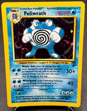 Poliwrath 15/130 HP/DMG Holo Rare Cool Evolution Swirl Base Set 2 Pokemon Card!