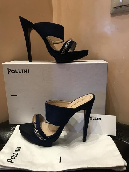 Women Pollini Heels Navy Suede 37