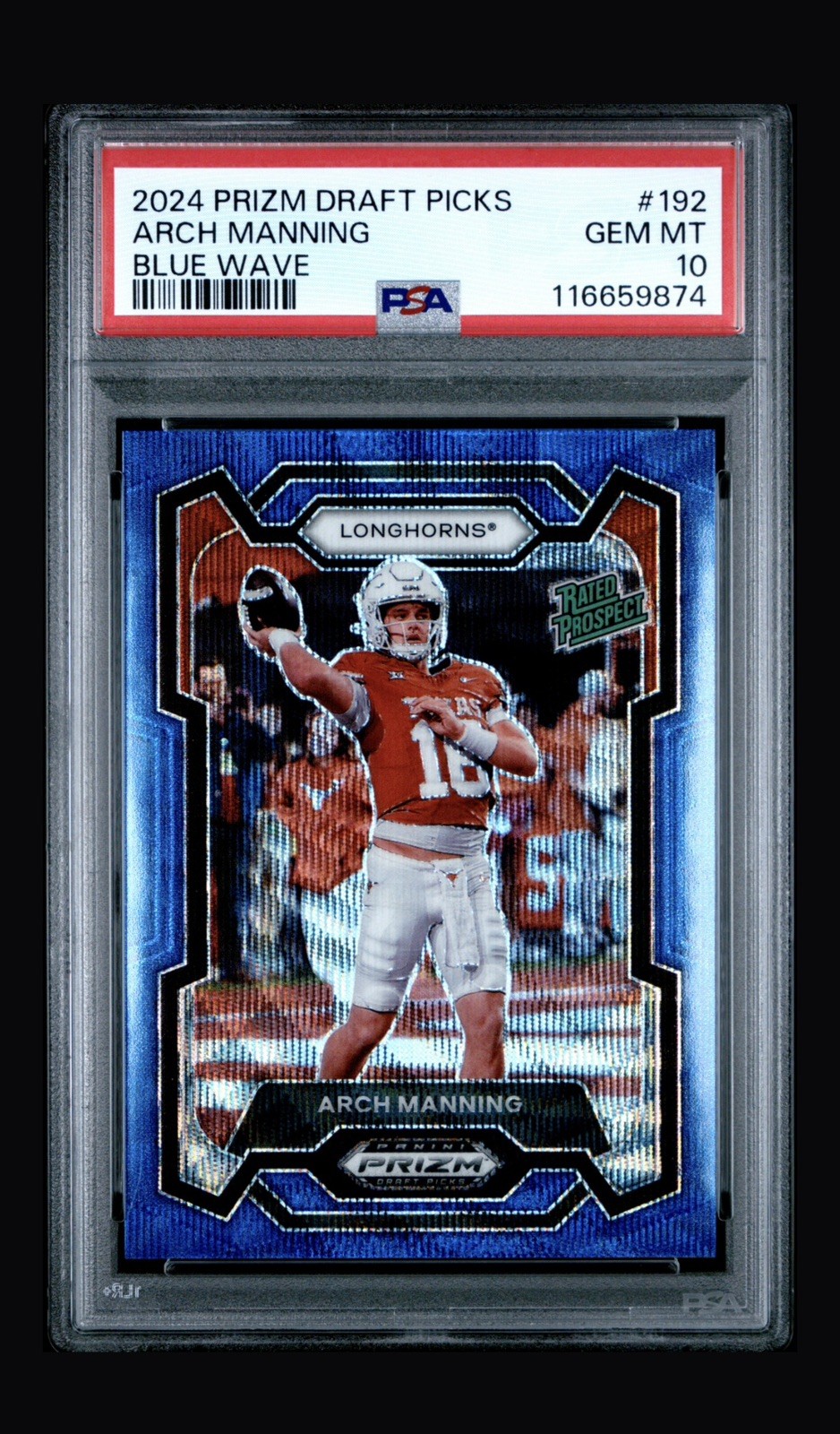 2024 PRIZM DRAFT PICKS BLUE WAVE #192 ARCH MANNING /249 PSA 10 LONGHORNS 🤘🏻🏈