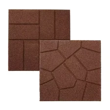 16 x 16 in. Brown Dual-Sided Rubber Paver (9-Pack, 3/4 in. Thick) – Outdoor Walk