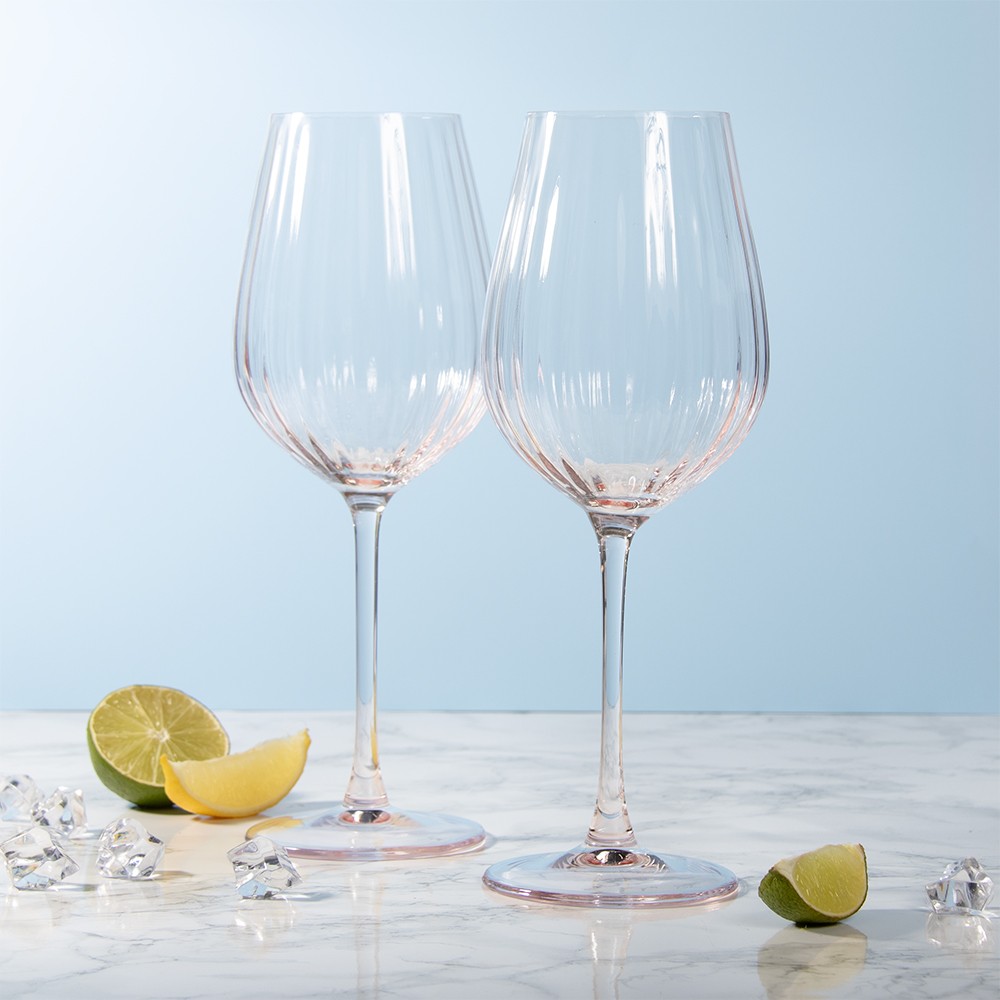 Wine Glasses Pink Set of 2 Home Decor Gift Decorative Display Novelty Accessory