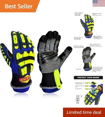 Hi-Vis Heavy-Duty Gloves - /ANSI Certified, Cut Resistant with Comfort Fit