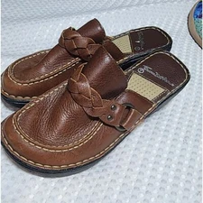 THOM MCAN EUC WOMEN'S SIZE 7 LEATHER RETRO HEELED PLATFORM CLOGS SHOES