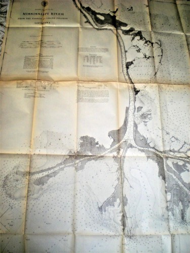 1874 MISSISSIPPI RIVER CHART ~ SEC. OF WAR ~ THE PASSES to GRAND PRAIRIE, LA