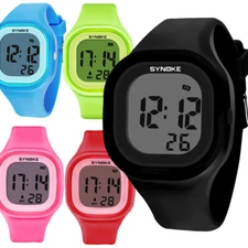 Teen Men Women LED Sports Digital Watch Date Alarm Rubber Waterproof Wrist Watch