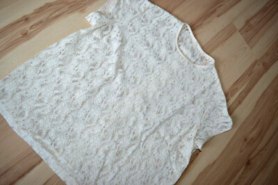 Seltenes Retro Vintage Spitzenshirt aus Omas Zeiten in creme, Gr. M 40 42
