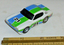 AURORA AFX 21 FORD CAPRI HO SLOT CAR 1970s WHITE, LIME BLUE 1742