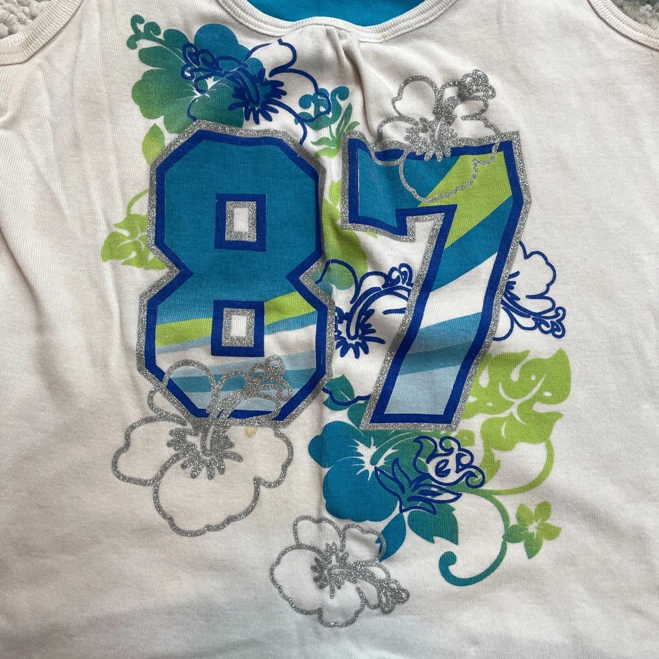 Camiseta sin mangas Arizona niñas mediana 10-12 blanca azul 87 algodón sin mangas juvenil Foto 2 de 4