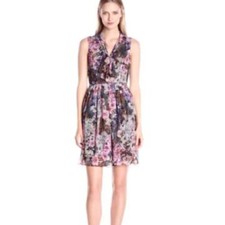 Adrianna Papell Sleeveless Floral Dress PURPLE MULTI Size 8 #534 NWT