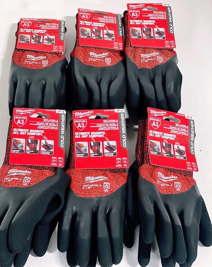 (6-Pairs) Milwaukee 48-22-8922 Cut Level 3 Insulated Gloves-Sizes Large-
Opens in a new window or ta
