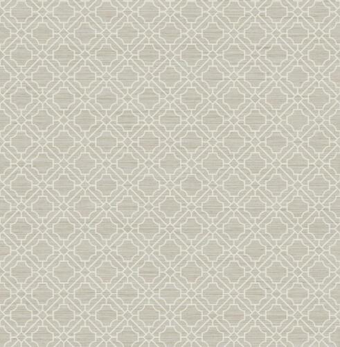 Wallpaper White Mini Trellis on Tan and Eggshell White FAUX Grasscloth, 56 sq ft