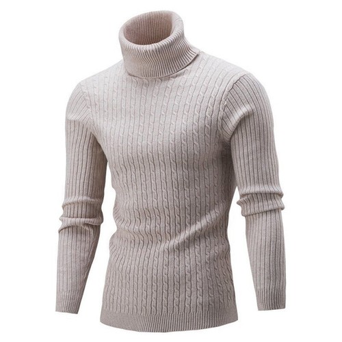 Mens Knitted Sweater Winter Warm Turtle Neck Jumper Pullover Casual Knitwear Top - Picture 11 of 30