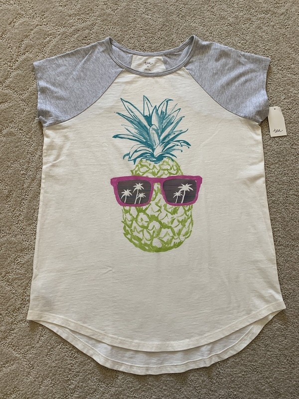 NWT Girl’s Tea Collection Sunshine Pineapple Raglan Tee -size 16