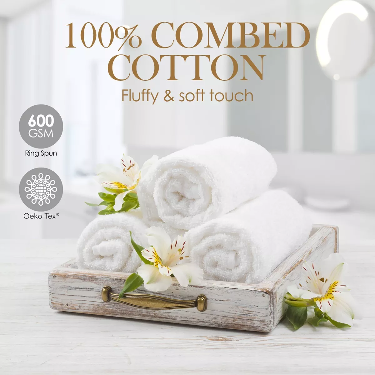 Luxury Bath Towels Set 3 Pack, Towel Set 100% Cotton ( 1 Large Bath Towel,  1 Hand Towel, 1 Washcloth )