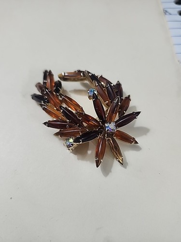 Juego de 4 broches/alfileres vintage tono dorado, tono plata con pedrería varios - Imagen 3 de 5