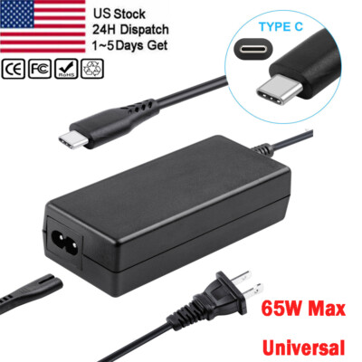 65W USB-C Type C Adapter Charger For HP Samsung Lenovo Yoga Dell Macbook Acer US