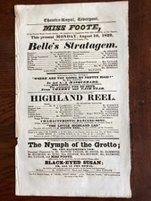 Georgian Playbill Flyer Theatre Royal Liverpool Belles Stratagem