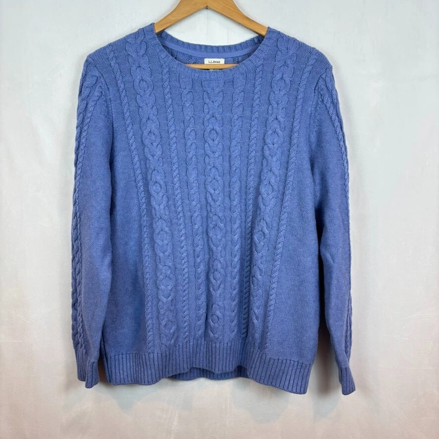 Suéter tejido grueso púrpura de pescador tejido con cable L.L.Bean para mujer talla XL cálido