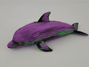  16" Plush DOLPHIN Purple Green Stuffed Toy Determined Productions Inc. 1992 Vtg