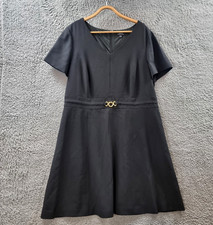 Tahari Arthur S Levine Womens A-line Dress 14W Black Short Sleeve Knee Length