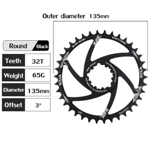 32/36T 3mm Offset Fahrrad Kettenblatt Kurbelgarnitur für Sram GXP XX1 XO1 X1 XO - Bild 10 von 12