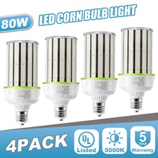 4 Pack 80W Commercial Workshop Garage Lamp LED Corn Light Bulb E39 Mogul Base UL