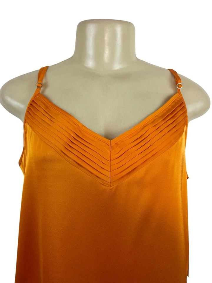 Top camisola satinada plisada cuello en V naranja sin mangas talla L 1.State para mujer - Nuevo Foto 4 de 4
