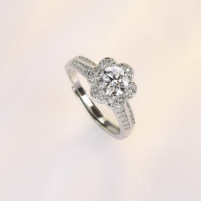 925 Silver Cubic Zirconia Adjustable Wedding Rings For Women Ladies ...