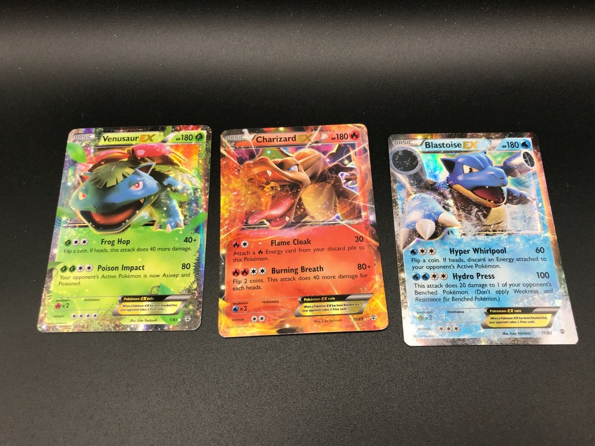 Venusaur Charizard Blastoise EX 1, 11 &17/83 NM Pokemon Xy