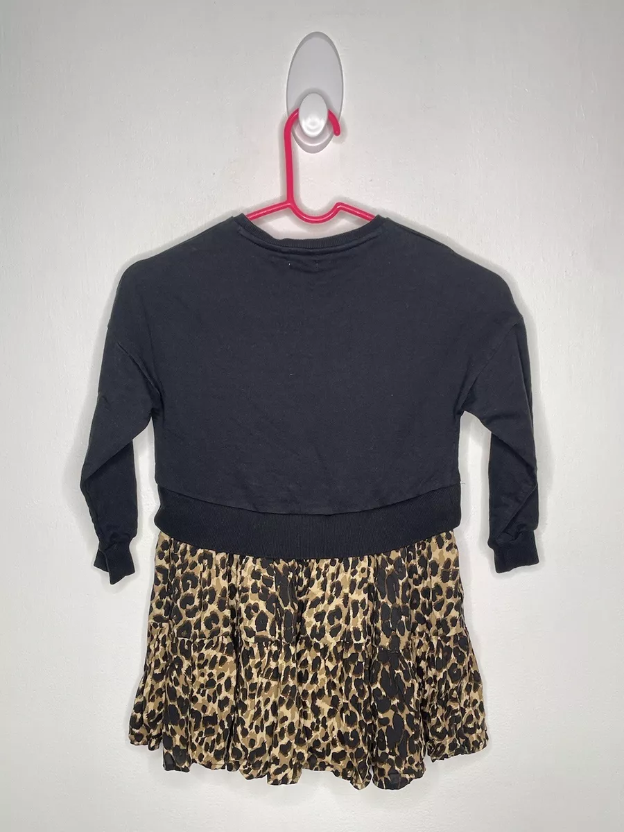 Next Sweatshirt Dress Girls Size 5 Yrs Long Sleeve Leopard Mock Layer