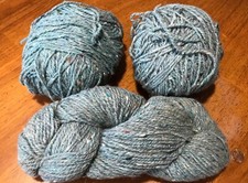 3 Skeins UNMARKED 100 WOOL Blue With Flecks Of Color Yarn TOTAL 10.2oz/296grams