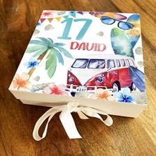 Surfing Tropical Icons Any Age Personalised Keepsake Birthday Gift Box