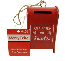 Merry Brite Red Metal 4 inch Letters To Santa Mailbox Christmas Ornament
