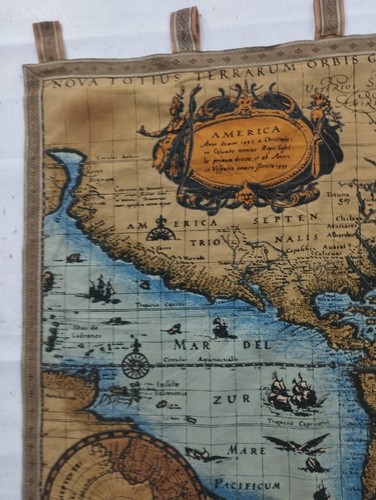 Vintage French Beautiful World Map Scene Wall Hanging Tapestry 128x77 cm - Picture 6 of 14