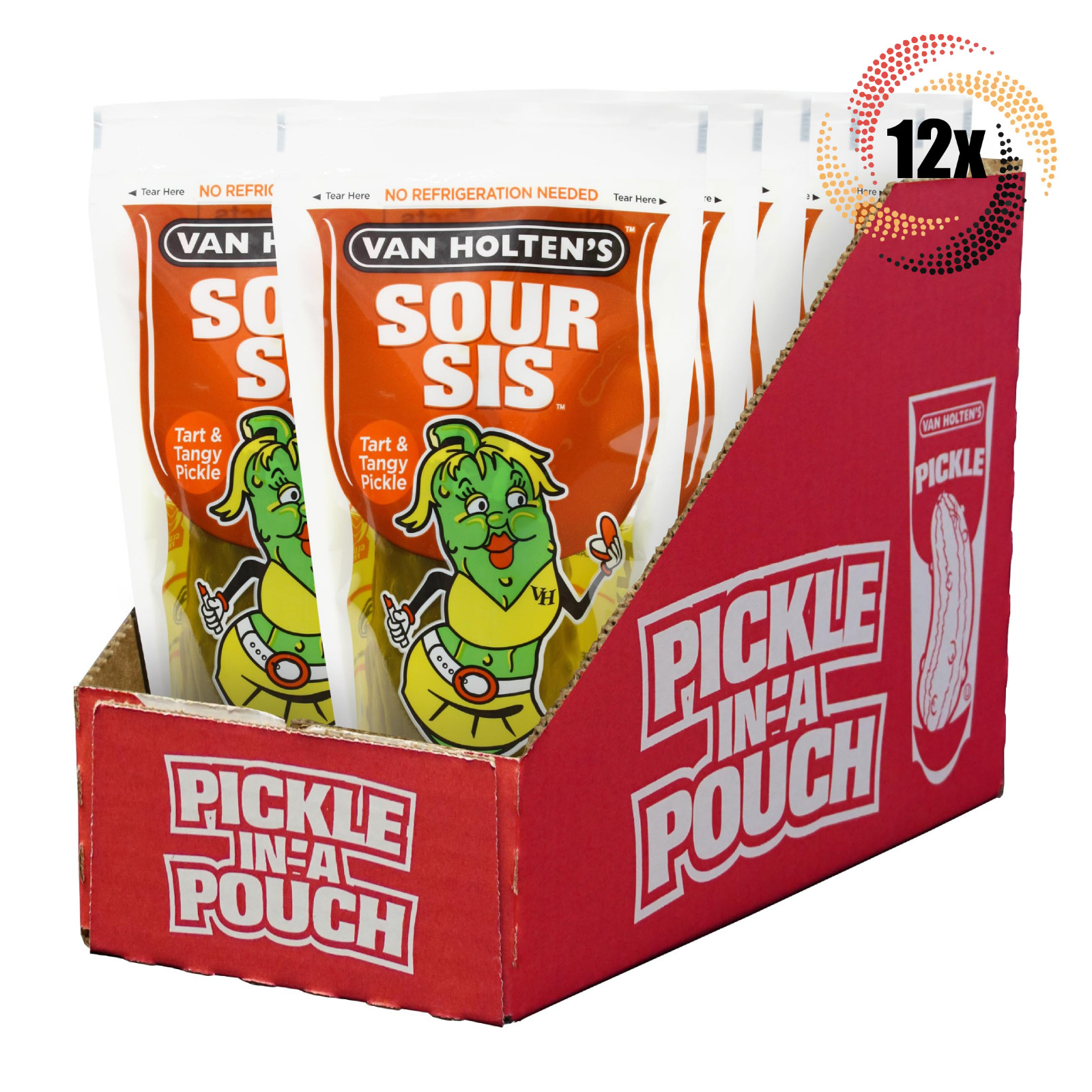 Полная коробка из 12 пакетиков с кисло-сладким пирогом и острыми маринованными огурцами Van Holtens в пакетике 9 унций 6990₽