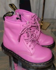 Doc Martens 1460 HOT PINK Patent Leather Combat Lace Up Zip Boots Toddler Size 8