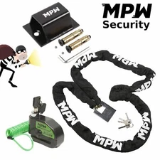 MPW Motorbike Motorcycle Scooter Chain Lock & Ground Anchor & Disc Lock - 2M
