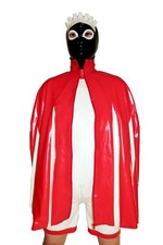 Very Latex - Genuine Latex Red/White Pleated Cape CHLORINATED NEW