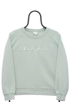 Champion Felpa Spellout Logo Ricamato Vintage Verde Menta Donna